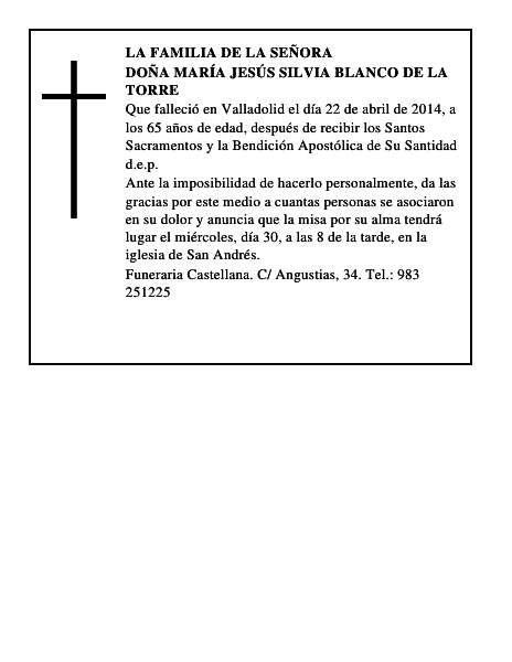 Doña María Jesús Silvia Blanco de la Torre