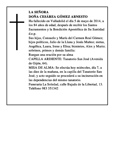 Doña Cesárea Gómez Arnesto