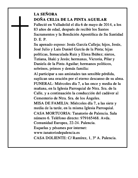 Doña Celia de la Pinta Aguilar