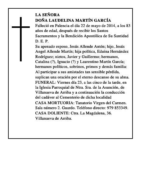 Doña Laudelina Martín García