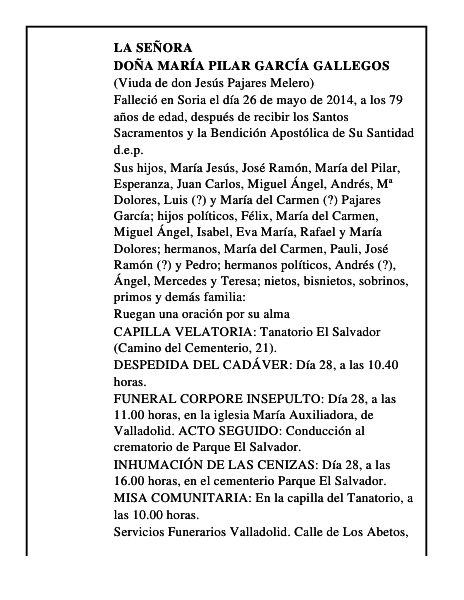 Doña María Pilar García Gallegos