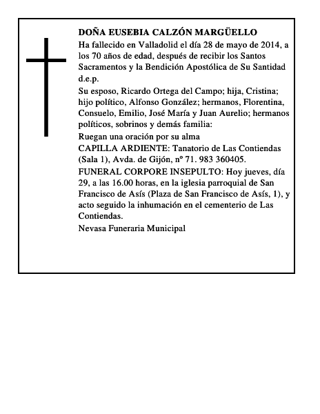 Doña Eusebia Calzón Margüello