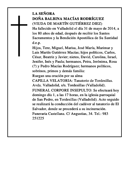 Doña Balbina Macías Rodríguez