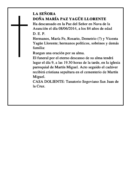 Doña María Paz Yagüe Llorente