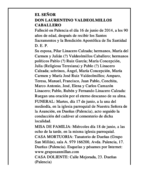 Don Laurentino Valdeolmillos Caballero