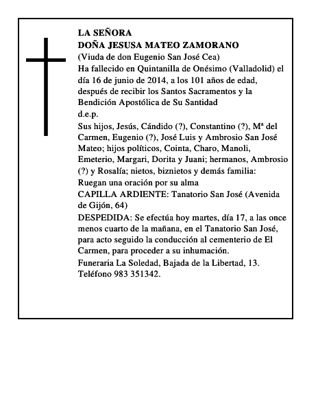 Doña Jesusa Mateo Zamorano