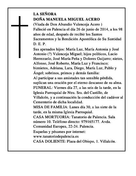 Doña Manuela Miguel Acero