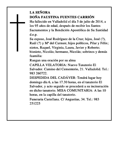 Doña Faustina Fuentes Carrión