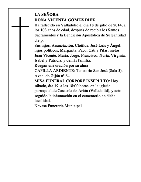 Doña Vicenta Gómez Diez