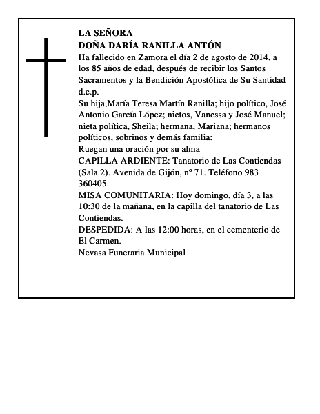 Doña Daría Ranilla Antón