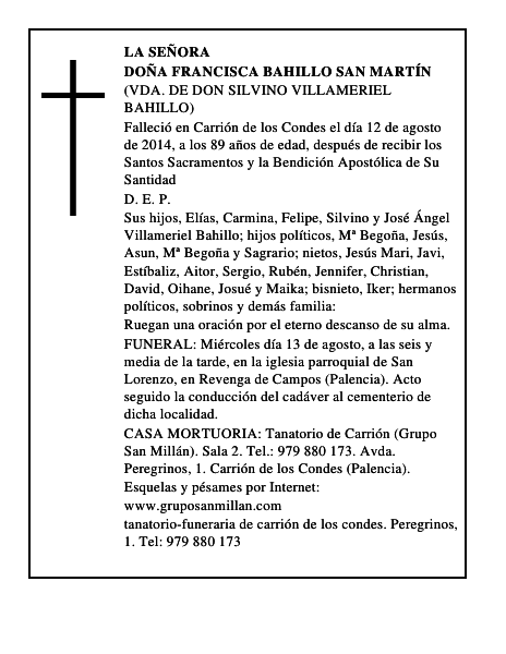Doña Francisca Bahillo San Martín