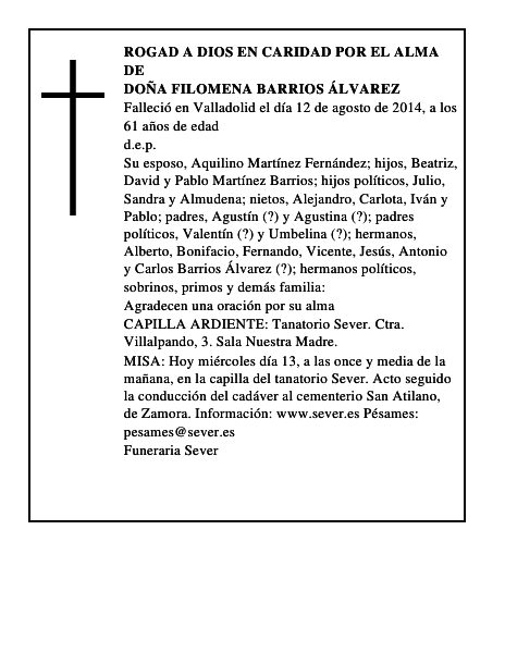 Doña Filomena Barrios Álvarez
