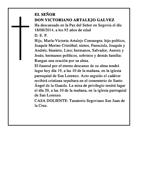 Don Victoriano Artalejo Galvez