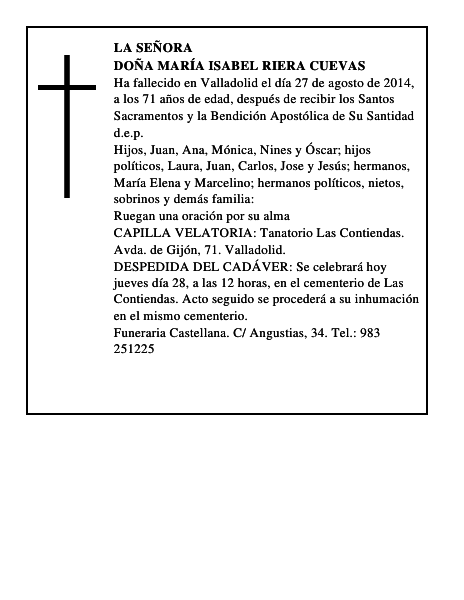 Doña María Isabel Riera Cuevas