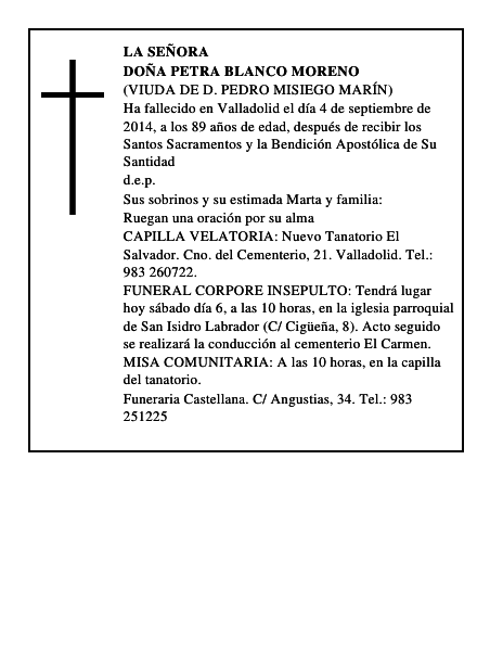 Doña Petra Blanco Moreno