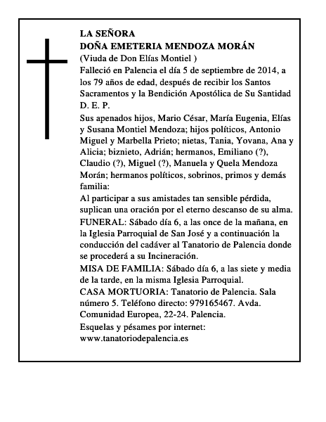 Doña Emeteria Mendoza Morán