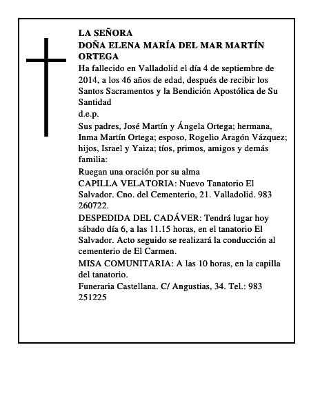 Doña Elena María del Mar Martín Ortega