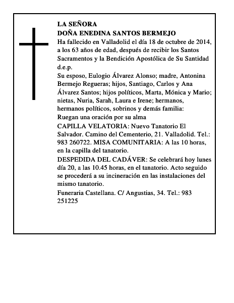 Doña Enedina Santos Bermejo