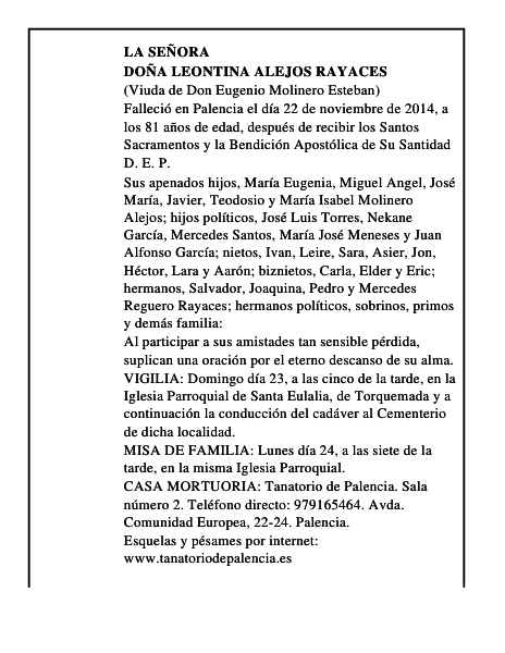Doña Leontina Alejos Rayaces