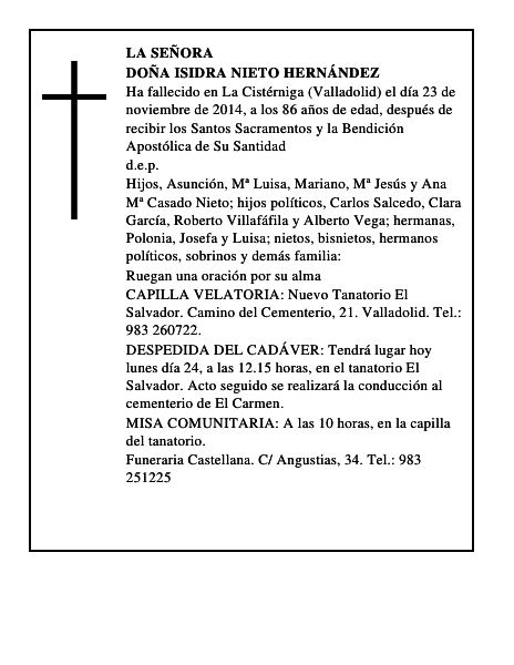 Doña Isidra Nieto Hernández