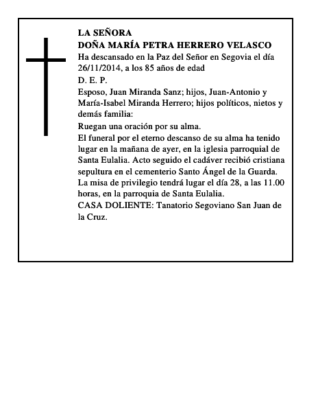 Doña María Petra Herrero Velasco