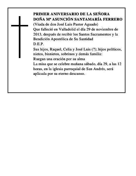 Doña Mª Asunción Santamaría Ferrero