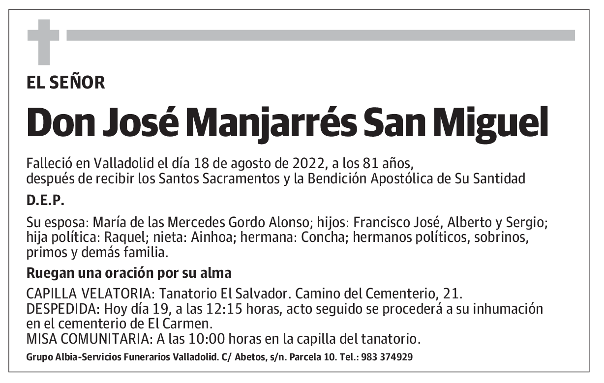 Don José Manjarrés San Miguel