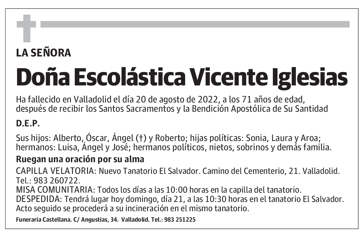 Doña Escolástica Vicente Iglesias