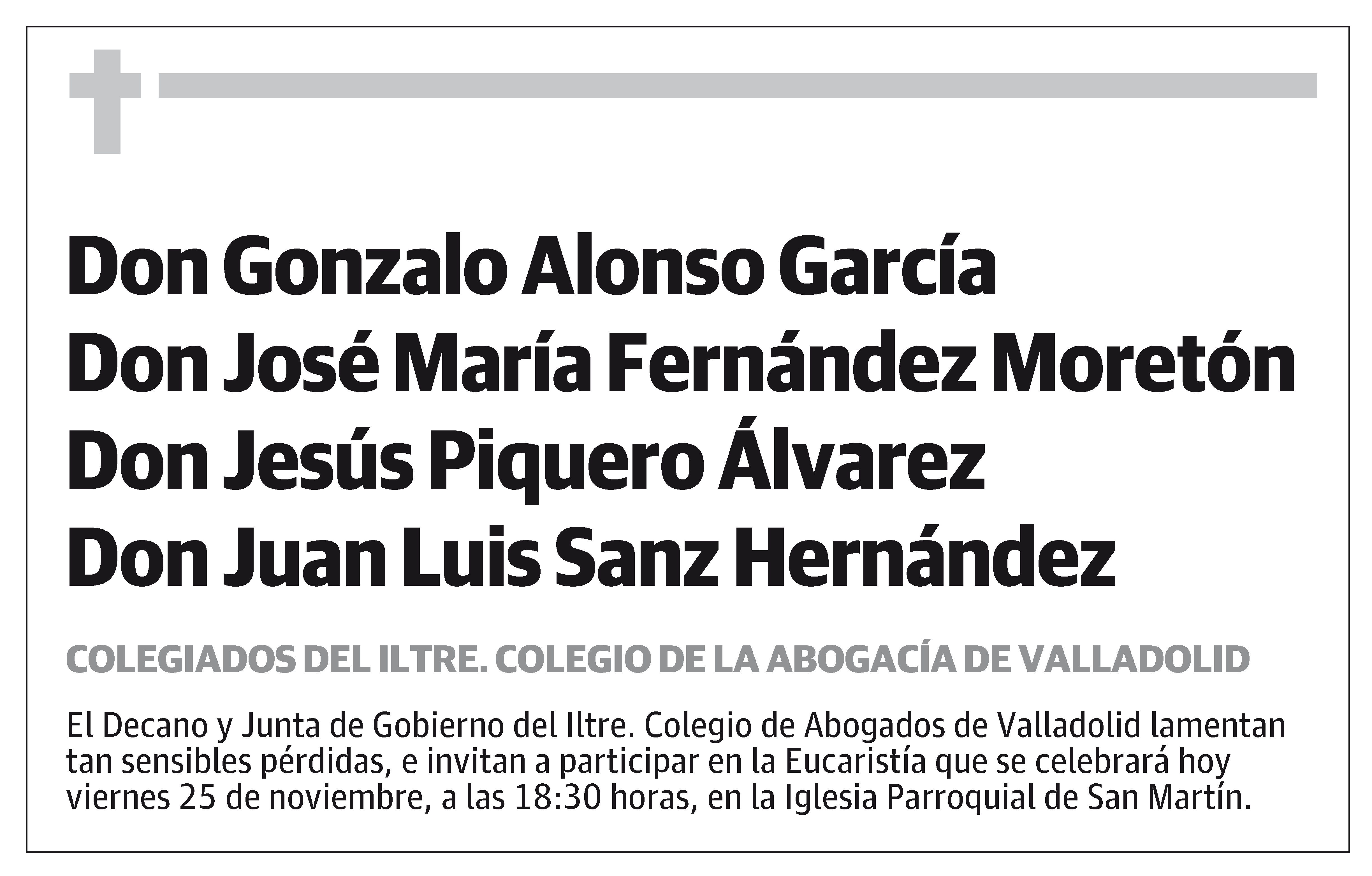 FALLECIDOS  DEL ILTRE. COLEGIO DE LA ABOGACÍA DE VALLADOLID