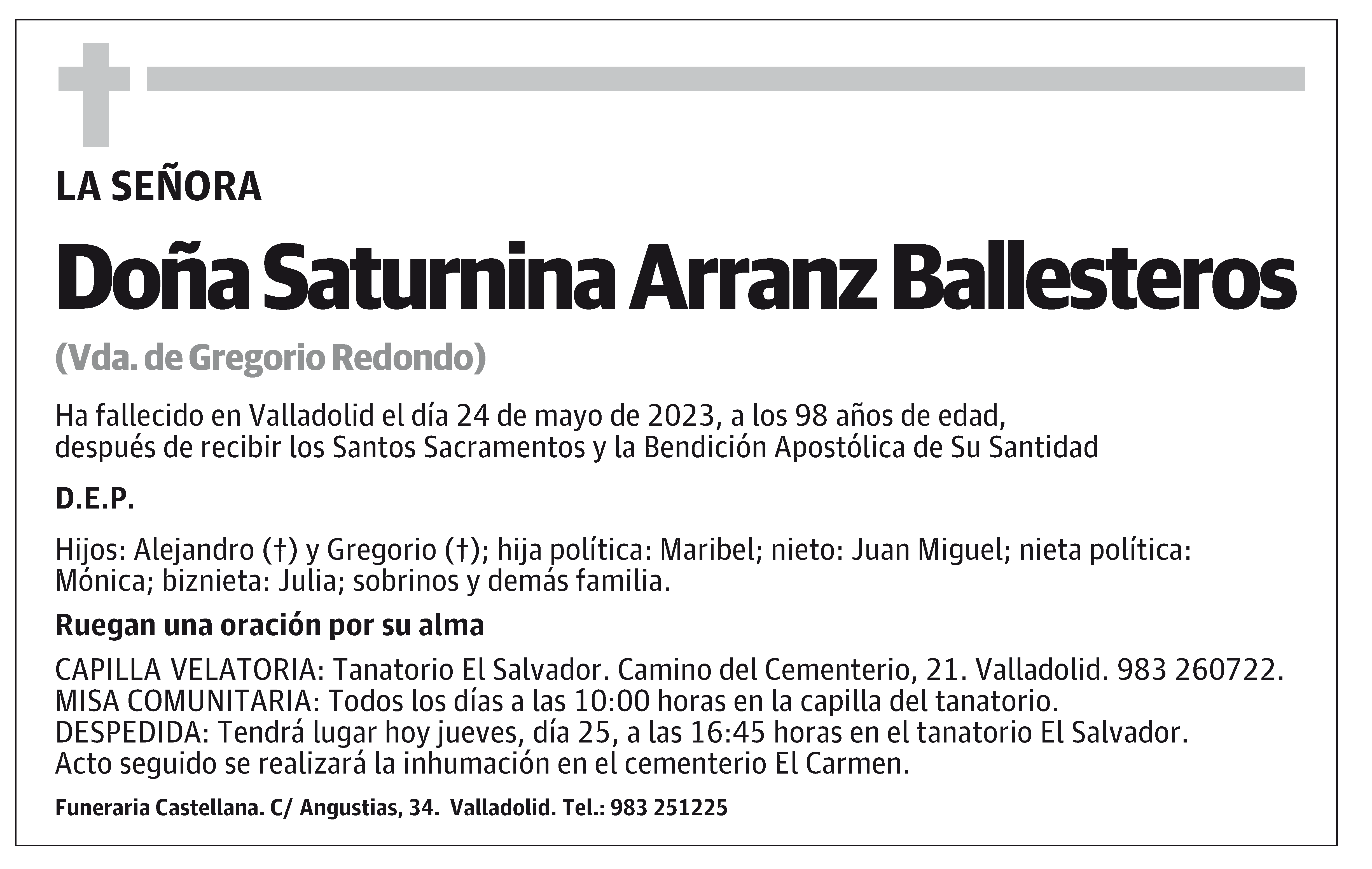 Saturnina Arranz Ballesteros