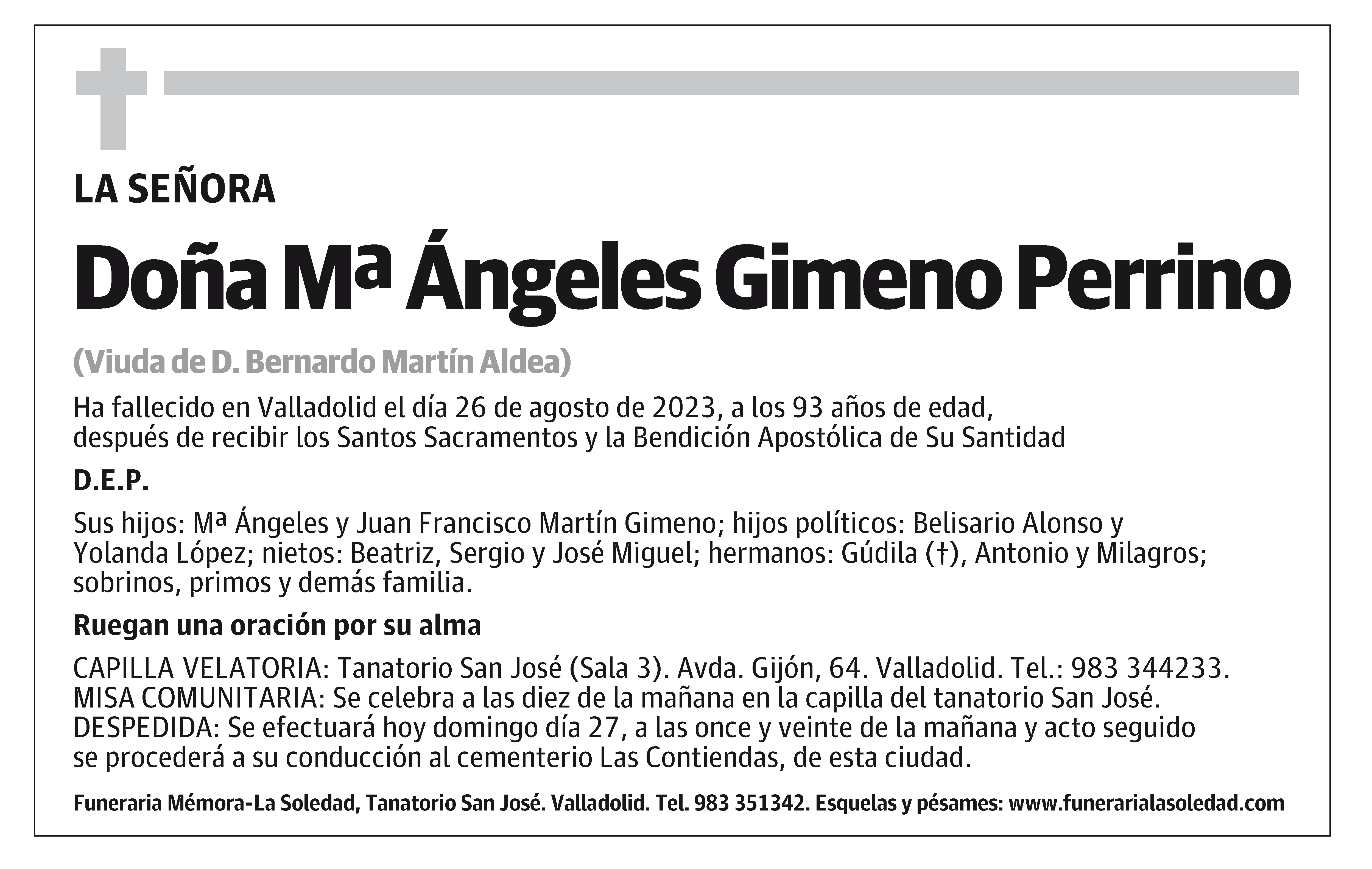 Doña Mª Ángeles Gimeno Perrino