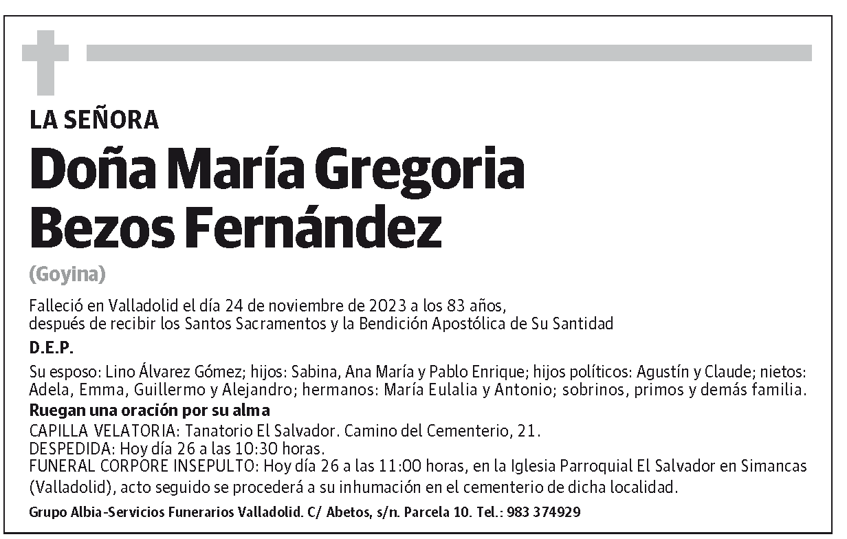María Gregoria Bezos Fernández