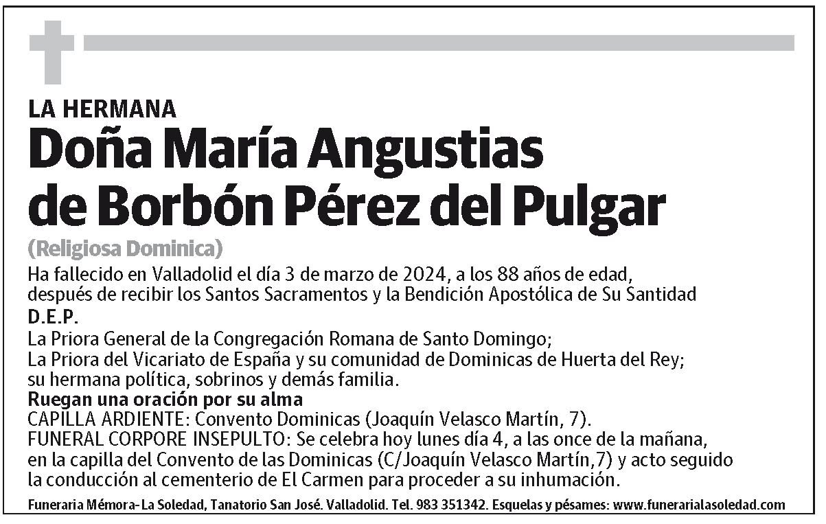 María Angustias de Borbón Pérez del Pulgar
