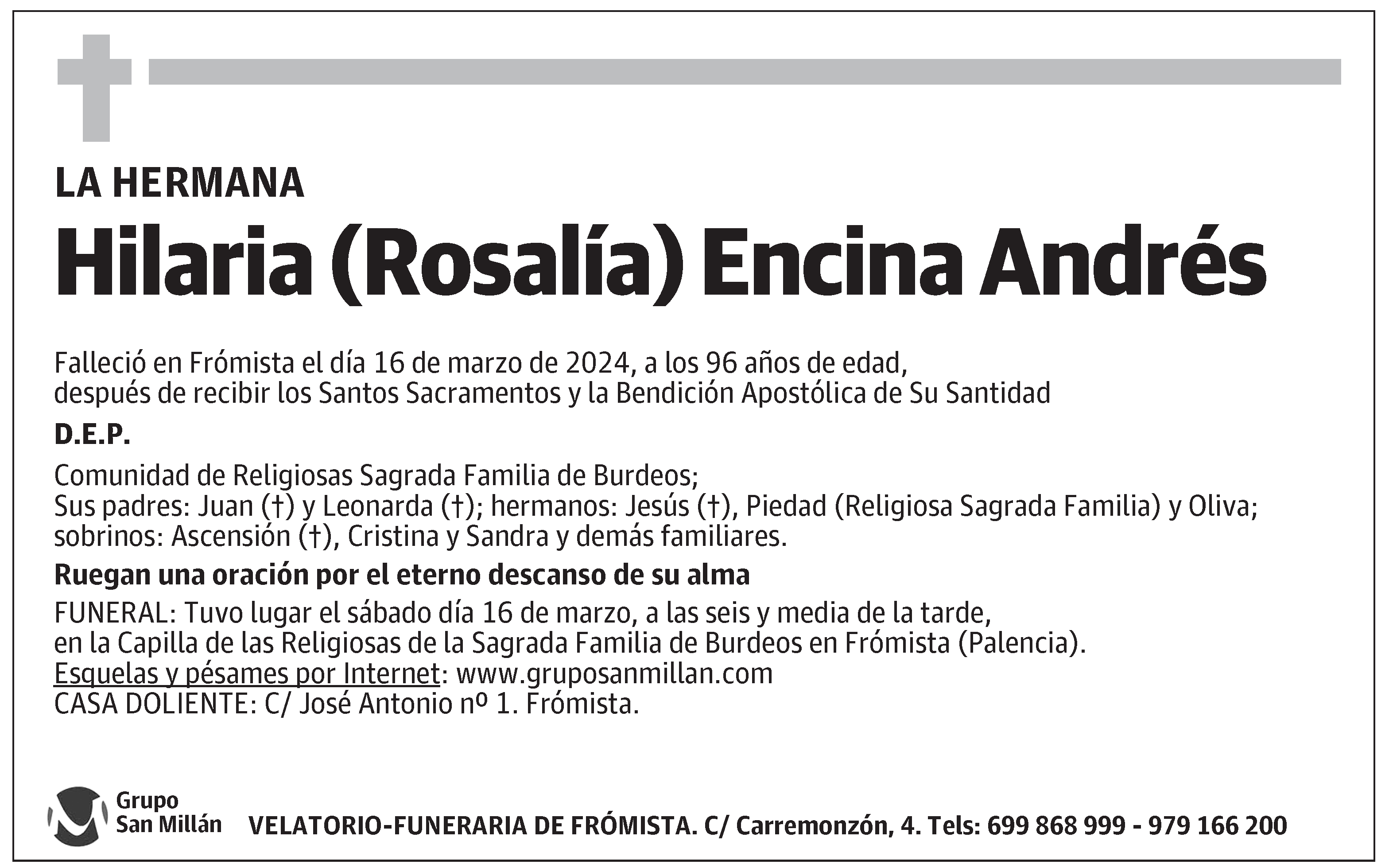 Hilaria (Rosalía) Encina Andrés
