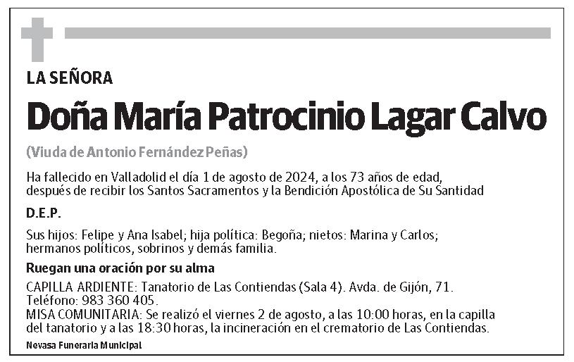María Patrocinio Lagar Calvo