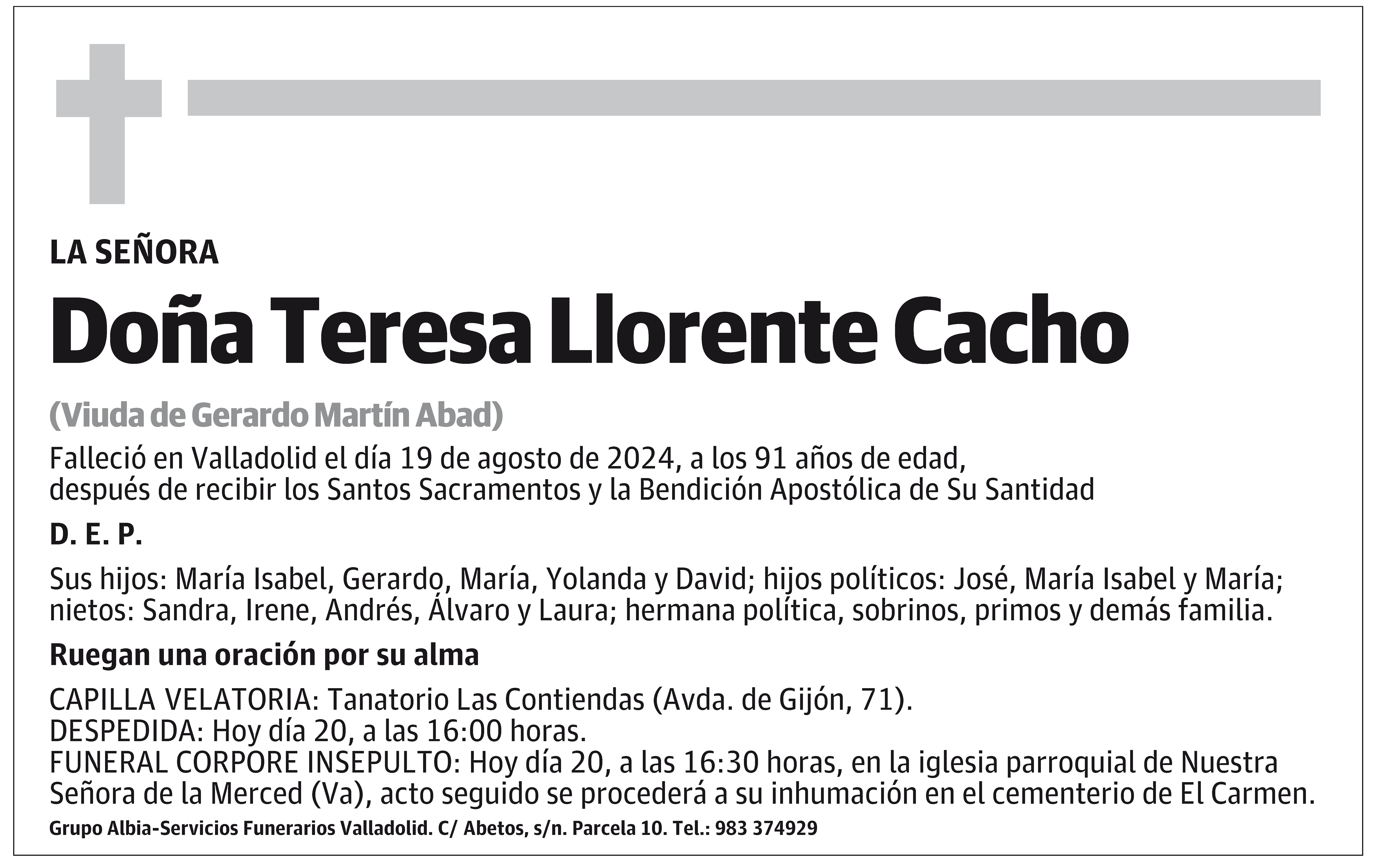 Doña Teresa Llorente Cacho