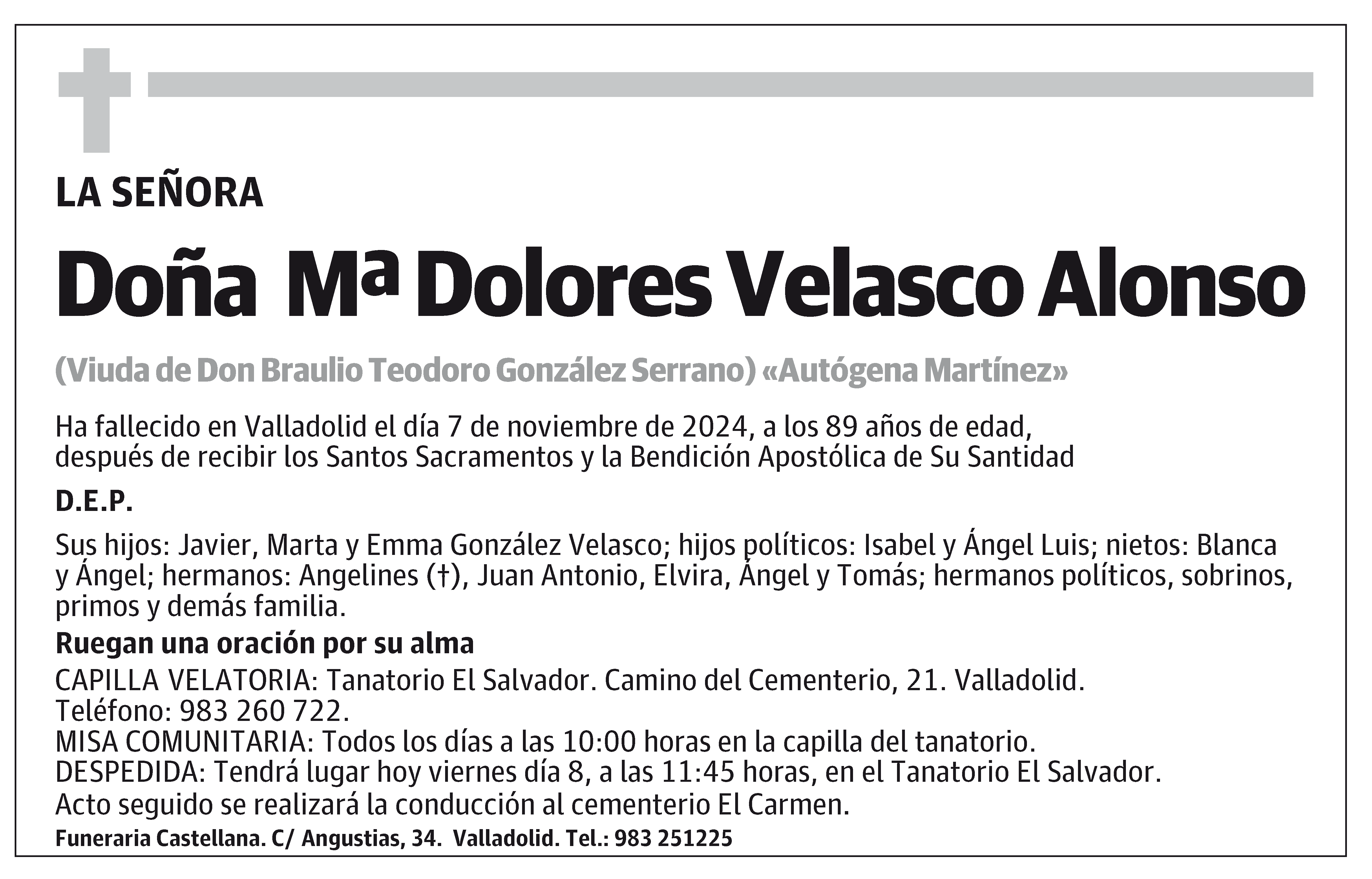 Mª Dolores Velasco Alonso