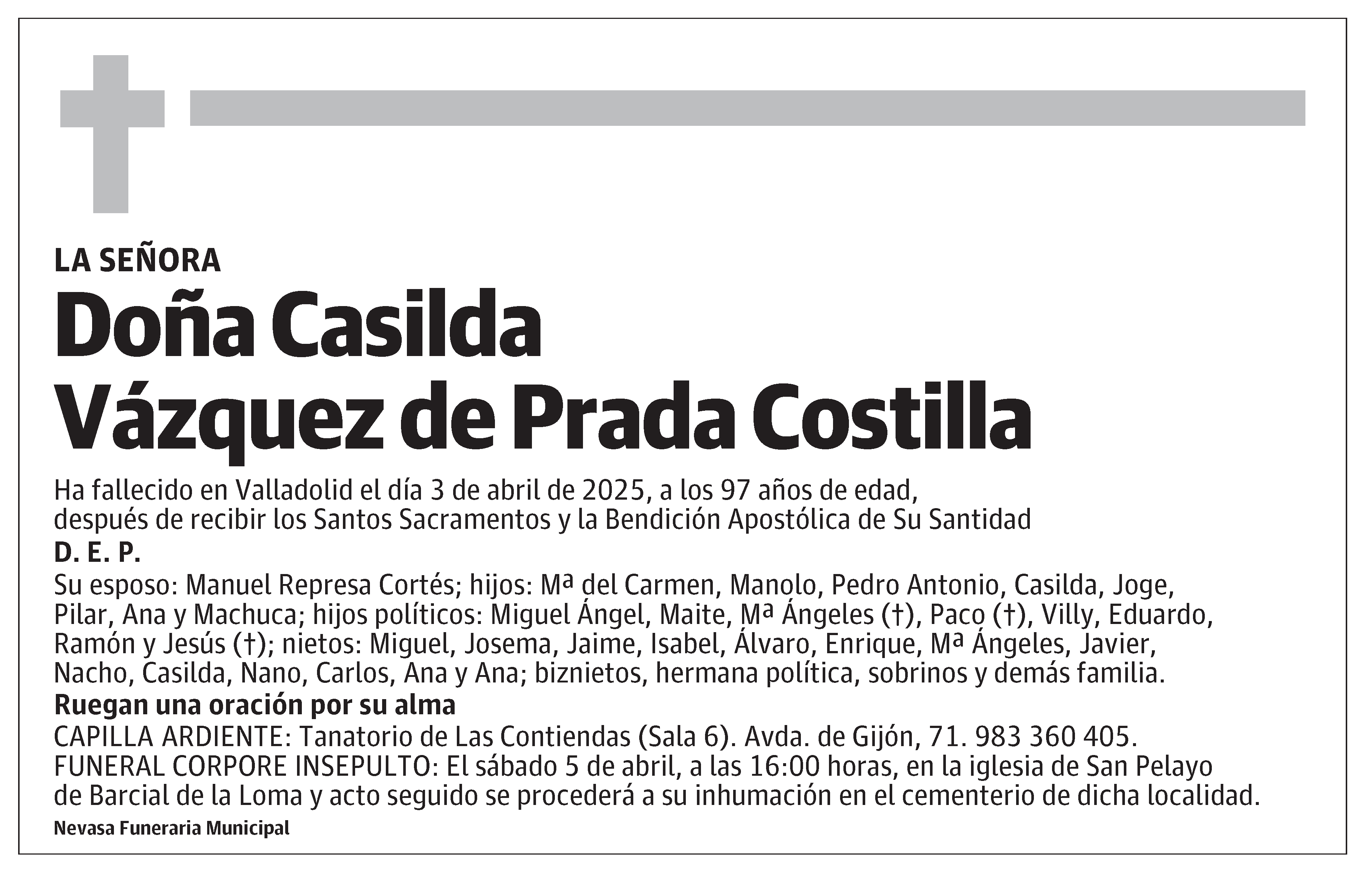 Casilda Vázquez de Prada Costilla