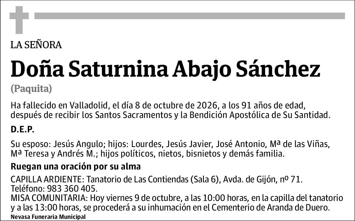 Saturnina Abajo Sánchez